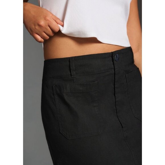 Maeve Anthropologie Womens The Colette Black Maxi Skirt XL Linen Blend - Picture 3 of 7